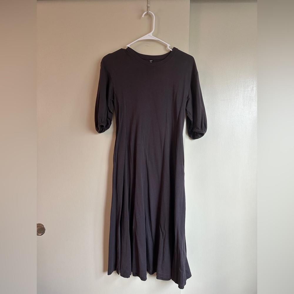 Uniqlo Dark Brown Cotton Midi Dress